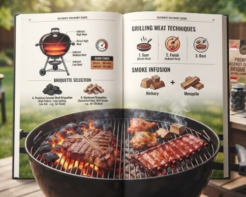 Natural Coconut Charcoal Briquettes for Outdoor Backyard BBQ Grilling